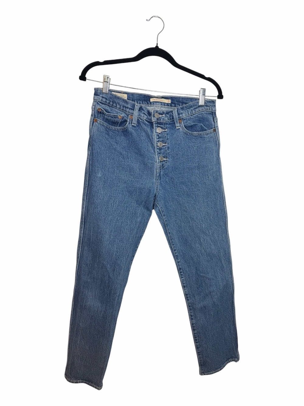 Levi's Wedgie Women’s High Rise Straight Jeans Blue Medium Wash Button Fly